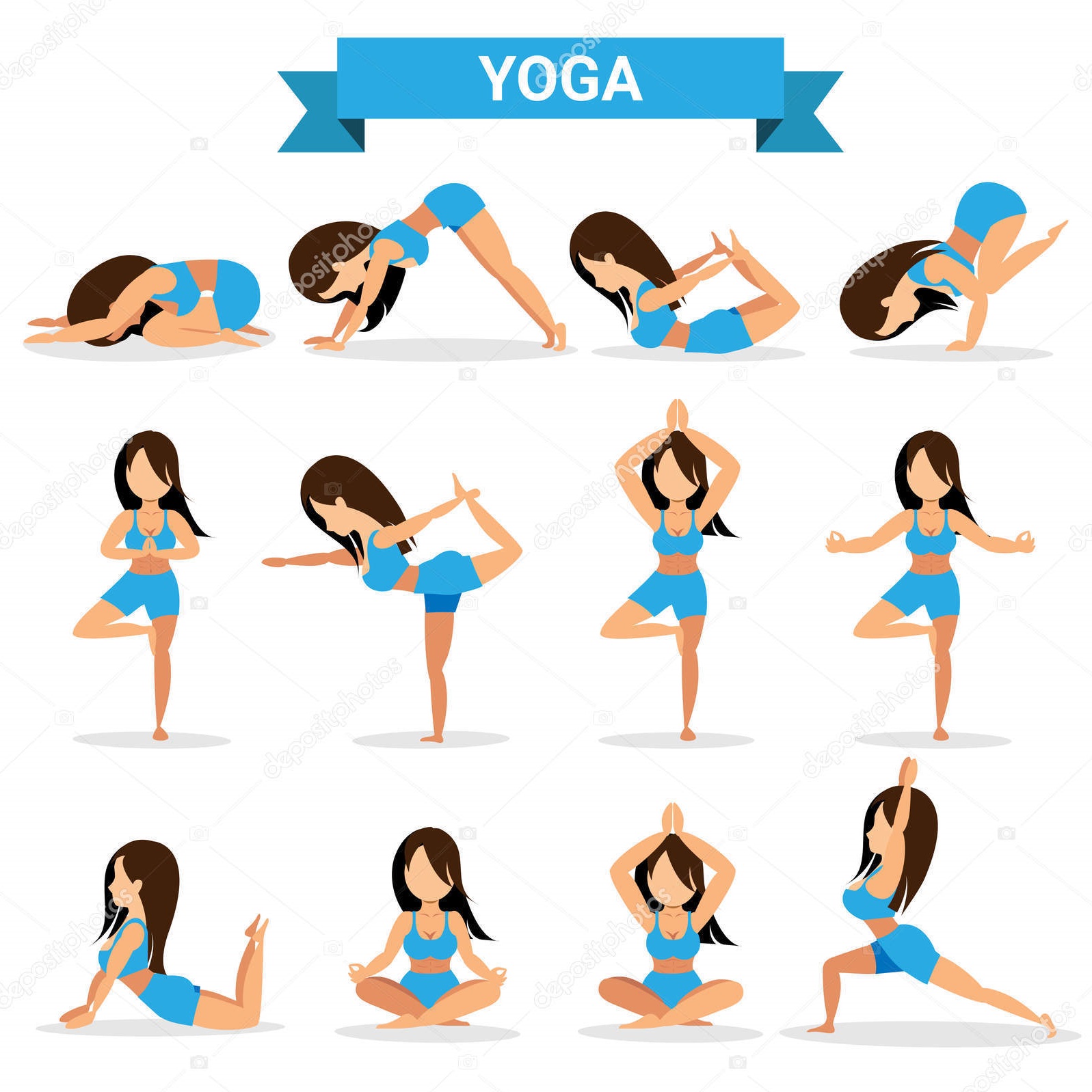 Cinco tipos de Yoga e seus benefícios imagem vetorial de